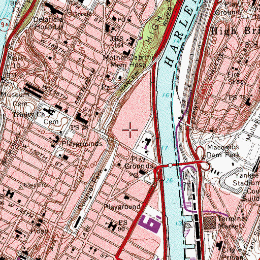 Topographic Map of Polo Grounds (historical), NY