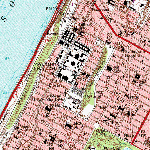 Topographic Map of Hamilton Hall, NY
