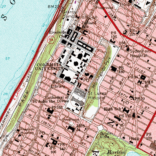 Topographic Map of Hartley Hall, NY