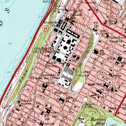 Topographic Map of John Jay Hall, NY