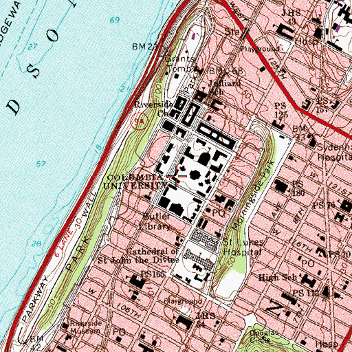 Topographic Map of Lewisohn Hall, NY