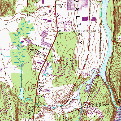Topographic Map of Holy Cross Cemetery, CT