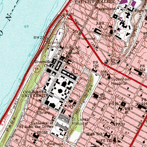 Topographic Map of Grace Dodge Hall, NY