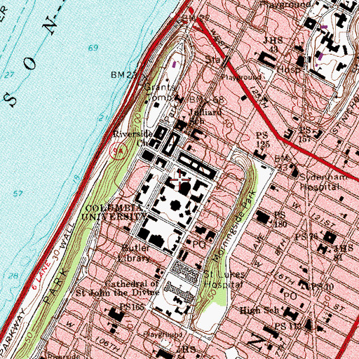 Topographic Map of Marcellus Hartley Dodge Physical Fitness Center, NY