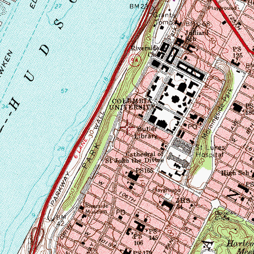 Topographic Map of McVickar Hall, NY