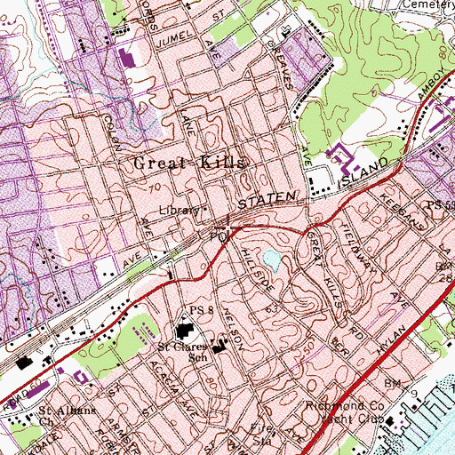 Topographic Map of Great Kills Station Staten Island Post Office, NY