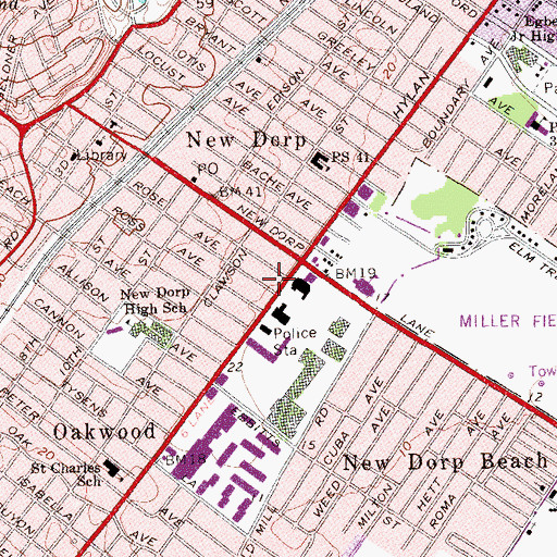 Topographic Map of New Dorp Station Staten Island Post Office, NY