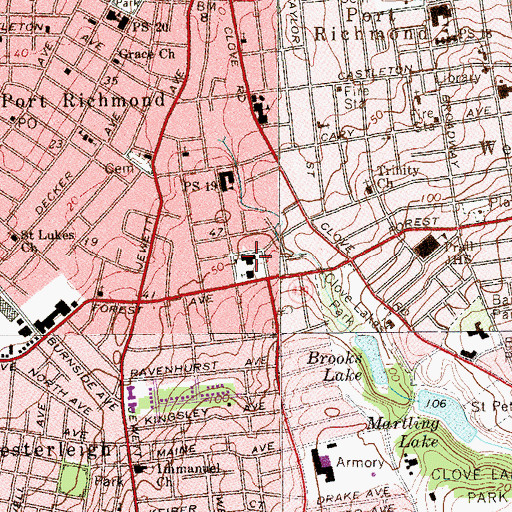 Topographic Map of Blessed Sacrament School, NY