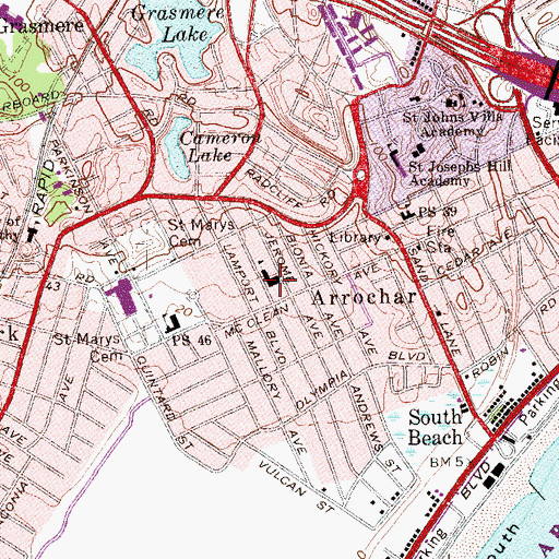 Topographic Map of Holy Rosary School, NY