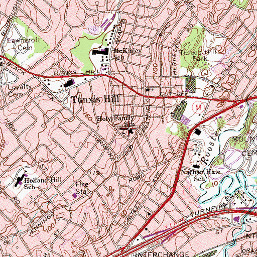 Topographic Map of Holy Family School, CT