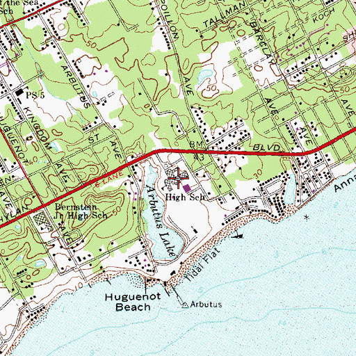 Topographic Map of Saint Joseph By The Sea High School, NY