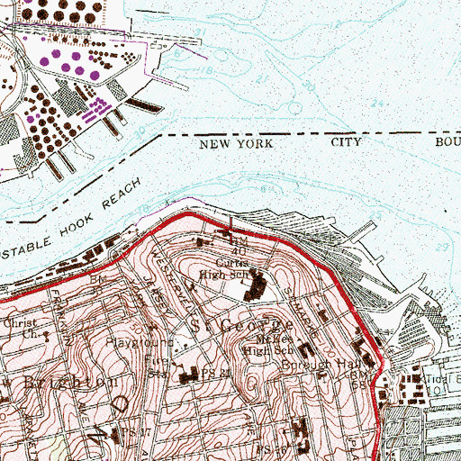 Topographic Map of Saint Peter's Elementary School, NY