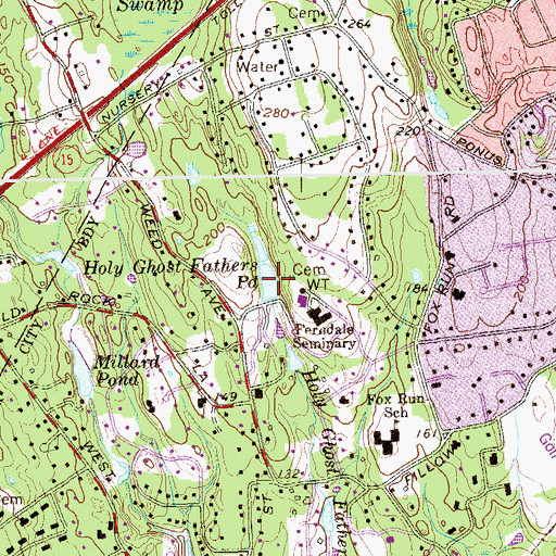 Topographic Map of Holy Ghost Fathers Pond, CT