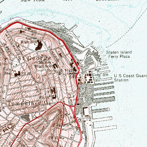 Topographic Map of Saint George Branch New York Public Library, NY