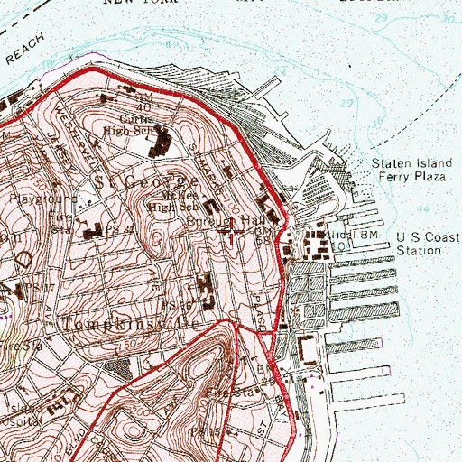 Topographic Map of Brighton Heights Reformed Church, NY
