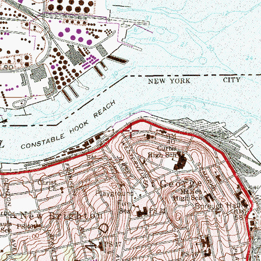 Topographic Map of Columbia Hall (historical), NY