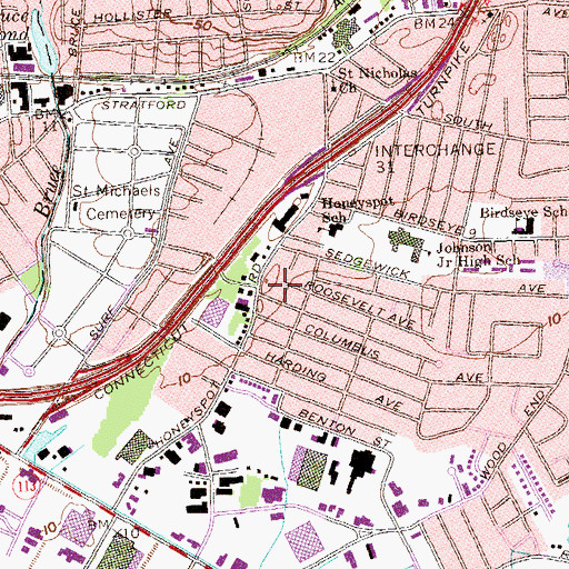 Topographic Map of Holy Name of Jesus School, CT