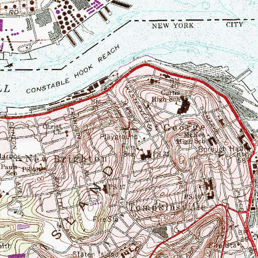 Topographic Map of Saint Stanislaus Kostka Roman Catholic Church, NY
