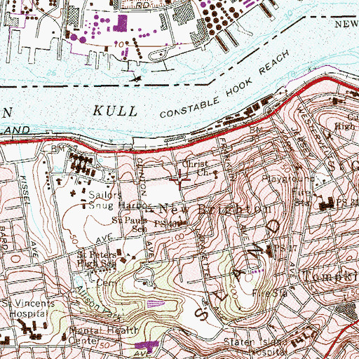 Topographic Map of New Brighton Village Hall (historical), NY