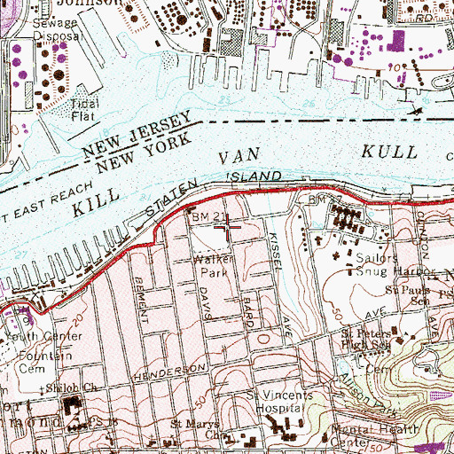 Topographic Map of Walker Park Recreation Building, NY