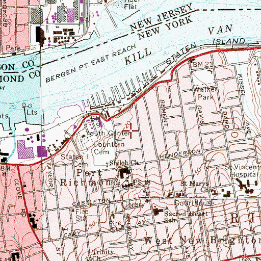 Topographic Map of Edwin Markham Gardens, NY