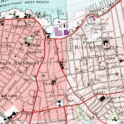 Topographic Map of Our Lady of Mount Carmel - Saint Benedicta Roman Catholic Church, NY