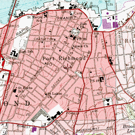 Topographic Map of Temple Emanu-El, NY