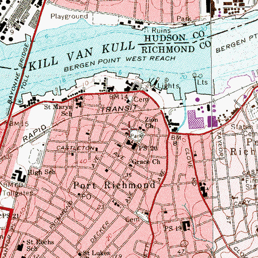 Topographic Map of Park Baptist Church, NY