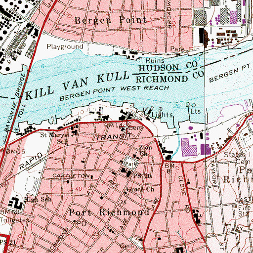 Topographic Map of Staten Island Reformed Church, NY