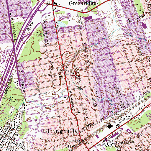 Topographic Map of Eltingville Lutheran School, NY