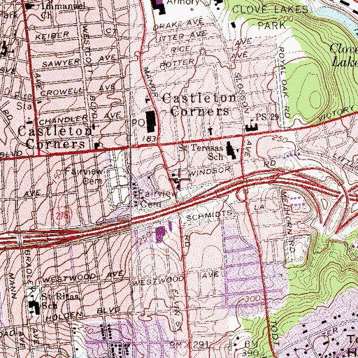 Topographic Map of Saint John Lutheran School, NY