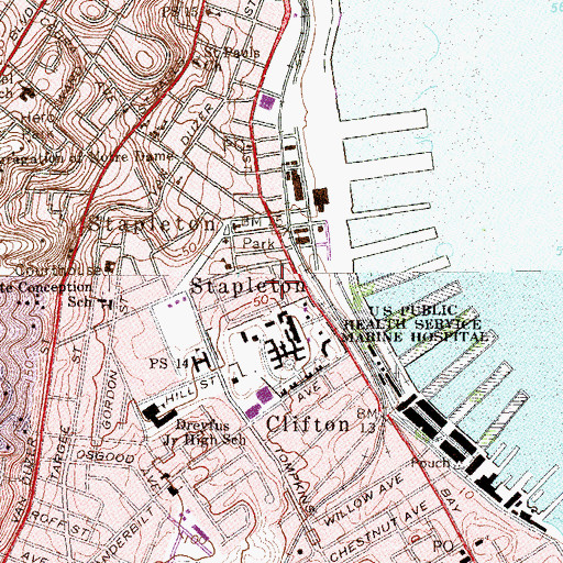 Topographic Map of First Presbyterian Church, NY