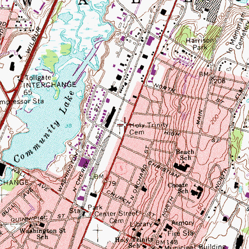 Topographic Map of Holy Trinity Cemetery, CT