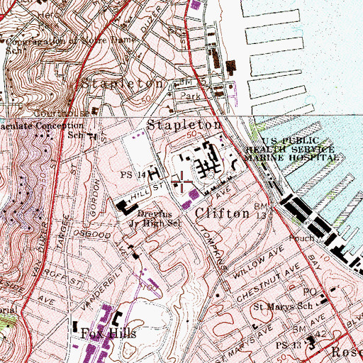 Topographic Map of Staten Island Reception Center New York Foundling Hospital, NY