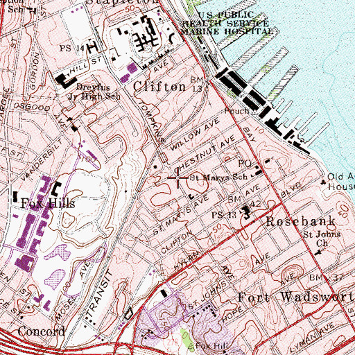 Topographic Map of Garibaldi - Meucci Memorial Museum, NY