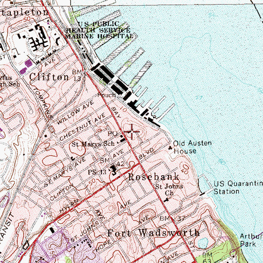 Topographic Map of Saint Mary's Roman Catholic Church, NY