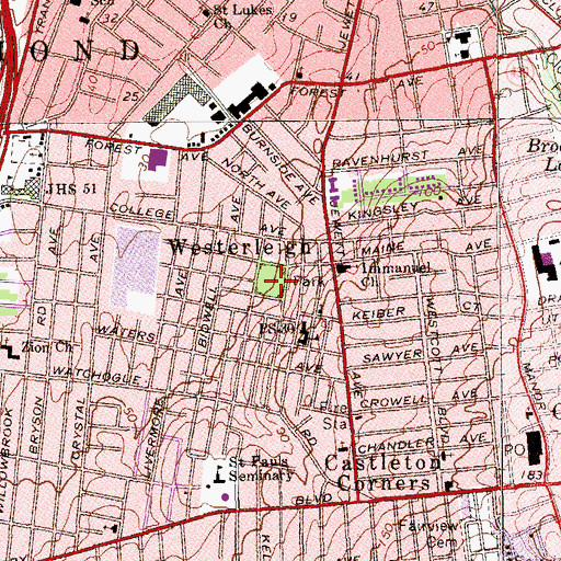 Topographic Map of Westerleigh Park, NY