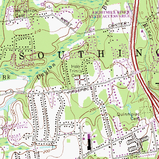 Topographic Map of Holy Trinity Cemetery, CT