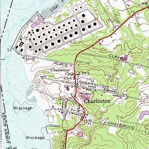 Topographic Map of Charleston Cemetery, NY