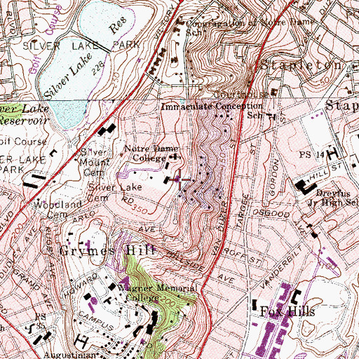 Topographic Map of Loretto Memorial Library, NY