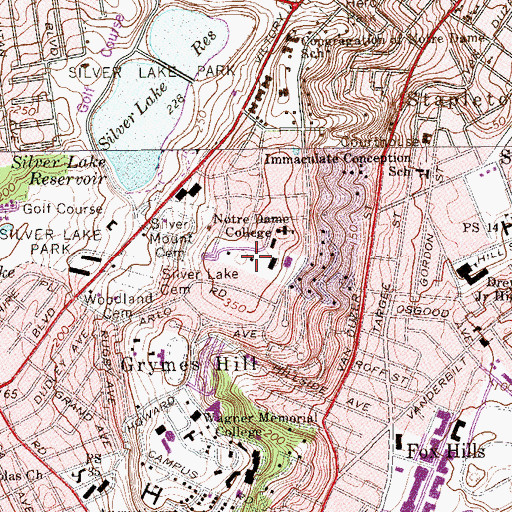 Topographic Map of Saint Joseph Hall, NY