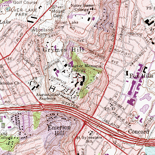 Topographic Map of Cunard Hall, NY