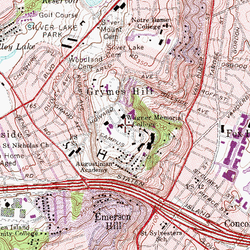 Topographic Map of Main Hall, NY
