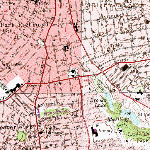 Topographic Map of Blessed Sacrament Church, NY