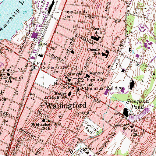 Topographic Map of Holy Trinity School, CT