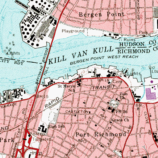 Topographic Map of Saint Mary's of the Assumption Church, NY