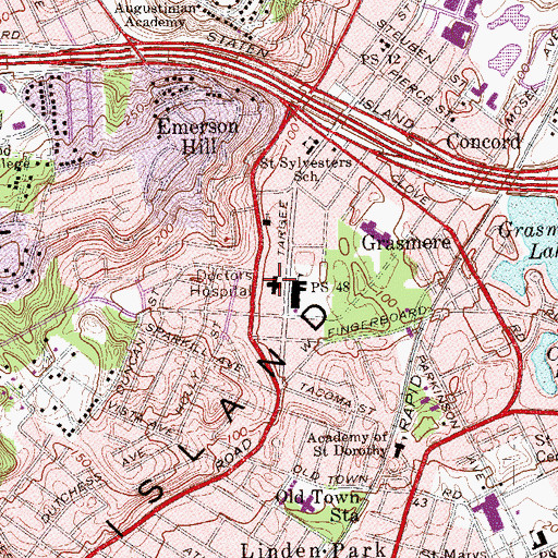 Topographic Map of Doctors' Hospital of Staten Island (historical), NY
