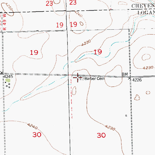 Topographic Map of Barber Cemetery, CO