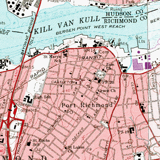Topographic Map of New York Ladder Company 80, NY