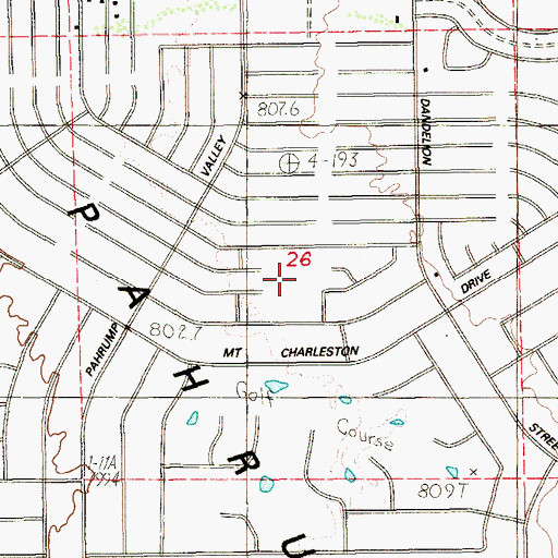 Topographic Map of Mount Charleston Elementary School, NV